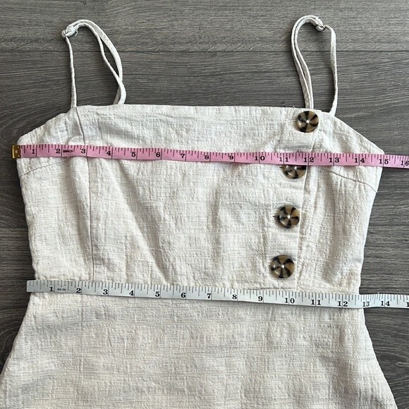 Urban Outfitters Riley Button Front Mini Dress Size 0 Linen & Cotton Beige Cream - Picture 12 of 12